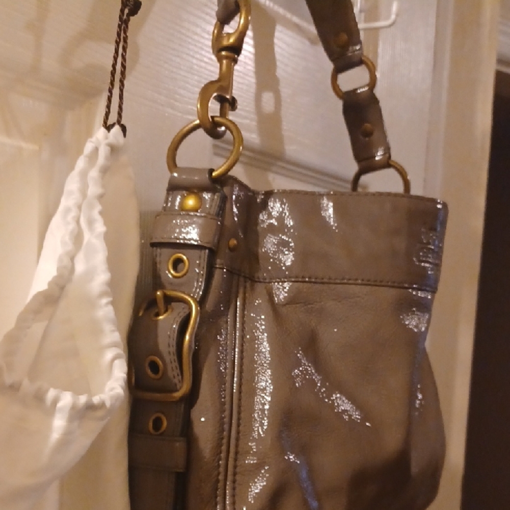 COACH EVER GREEN HOBO Patent Leather Shoulder Bag Zoe - Picture 5 of 14